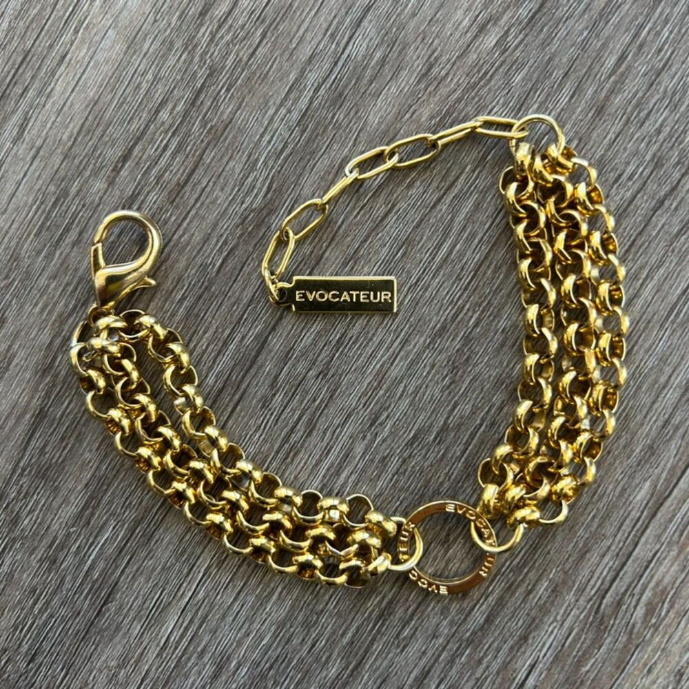EVOCATEUR Gold‎ Chain Bracelet with Multi-Strand Design Adjustable Closure